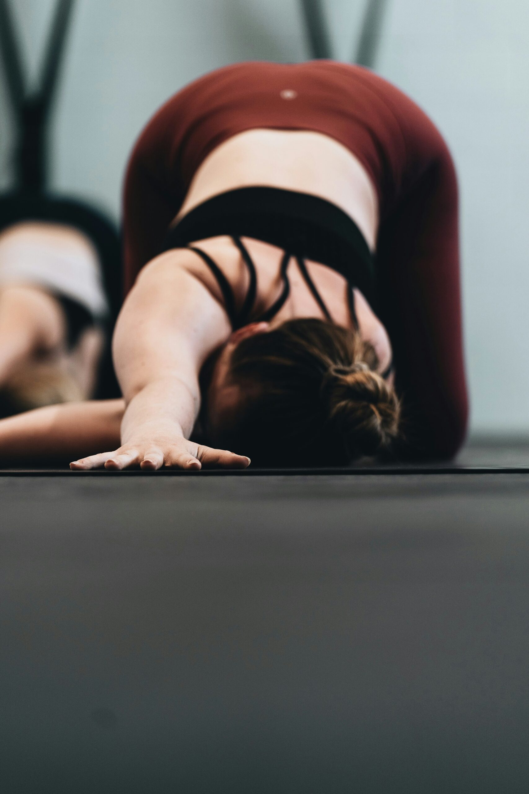 Stretching on floor